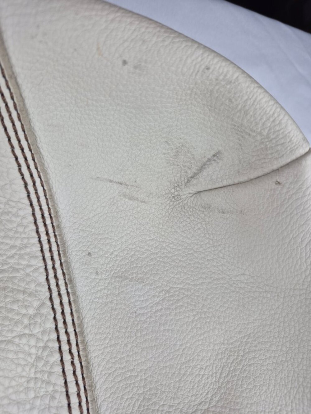 Lucky Brand Cream Pebble Leather Hobo Slouchy Y2K Fringe Tassel Whip Stitch Bag - Picture 10 of 16